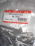 Pointes ou Clous INOX A4 - tte plate - 40 mm long
